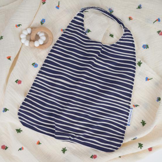 Elastic napkin child striped  ivory navy