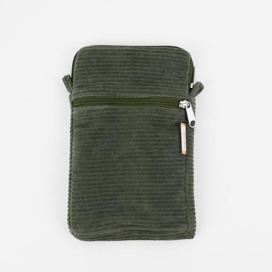 Quilted phone pocket velours côtelé kaki
