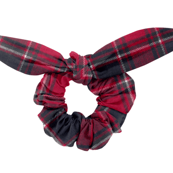 Bunny ear Scrunchie tartan rouge