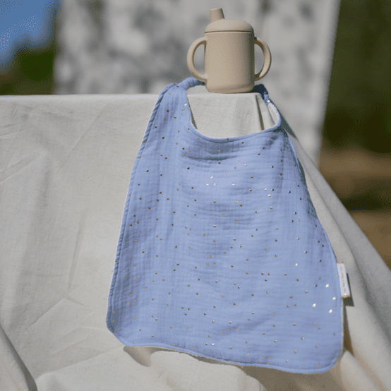 Elastic napkin child gaze pois or bleu baltique