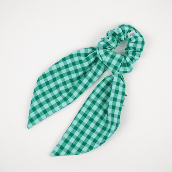 Short tail scrunchie green mint gingham