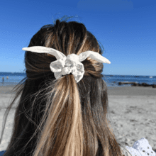 Bunny ear Scrunchie white sequined