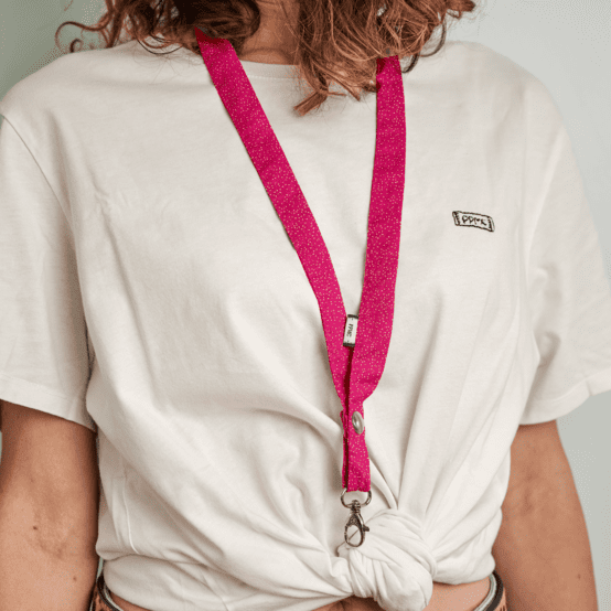 Lanyard necklace fuchsia pailleté