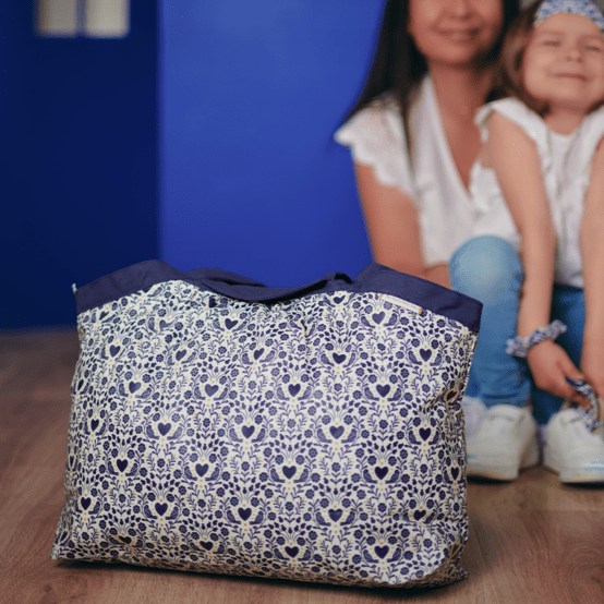 Pleated tote bag - Medium size scandinavia bleu