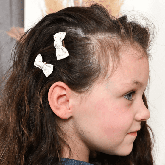 Small bows hair clips white sequined