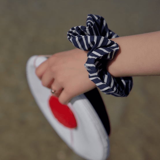 Scrunchie striped  ivory navy