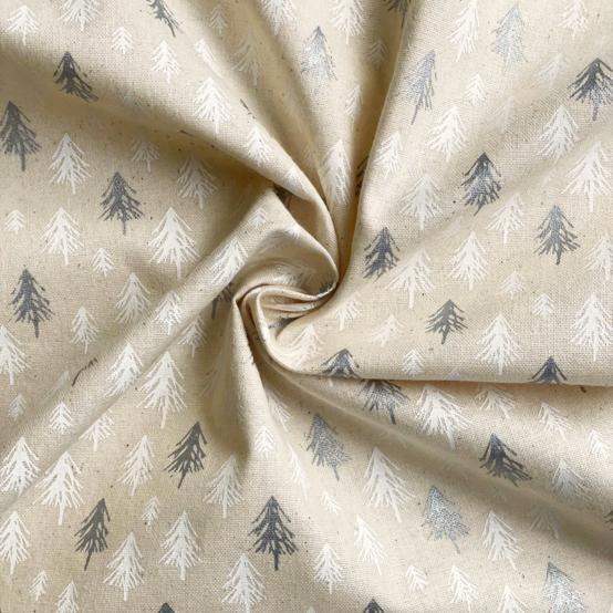 Cotton fabric ex2653 christmas ivory glittered trees