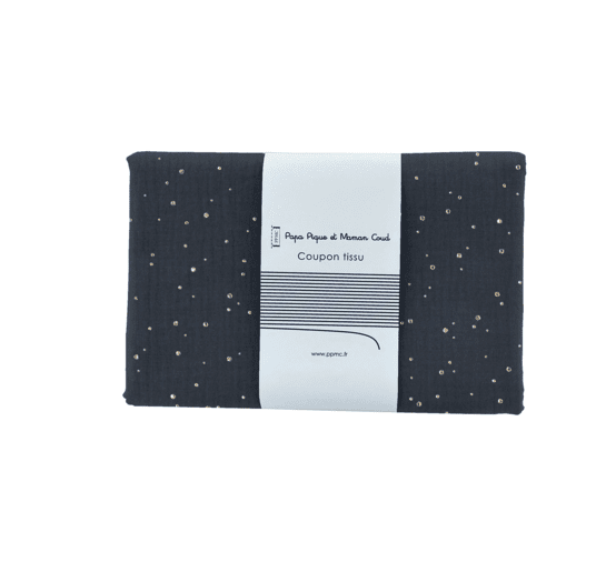 1 m fabric coupon gaze pois or marine
