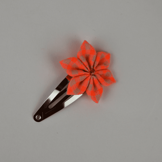 Star flower hairclip neon orange gingham