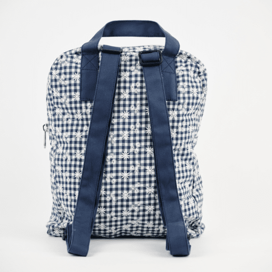 Gaby small backpack navy embroidered gingham
