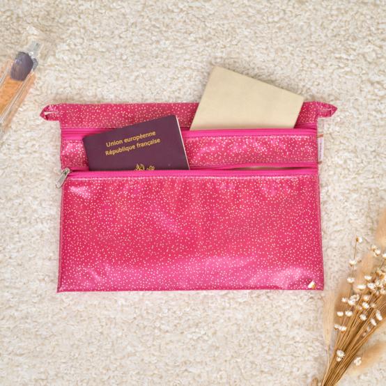 Aloïs flat pouch fuchsia pailleté