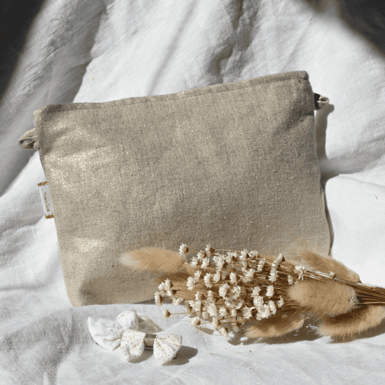 Coton clutch bag golden linen