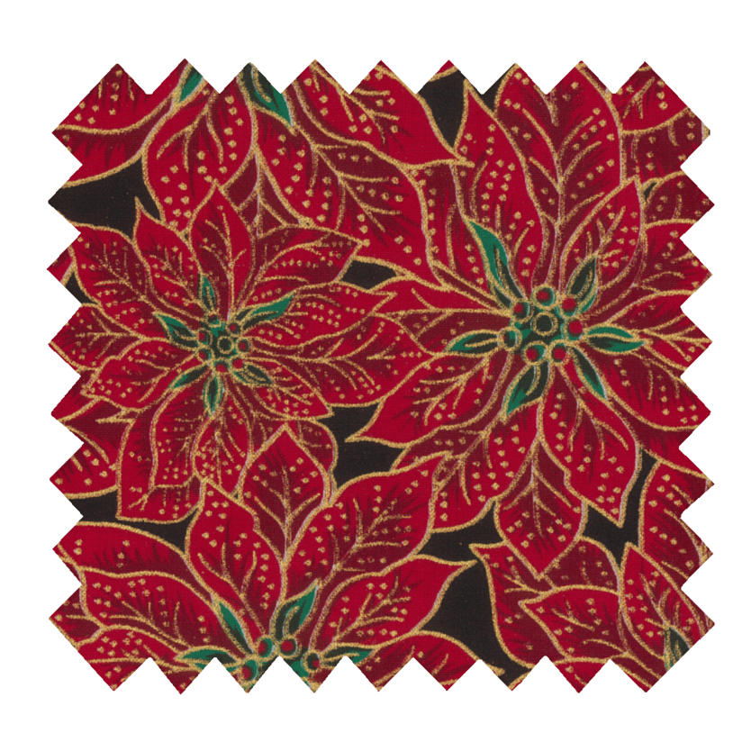 Cotton fabric gold poinsettia ex1106