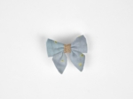 Mini bow tie clip gaze pois or bleu baltique