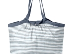Pleated tote bag - Medium size striped blue gray glitter