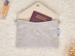 Medium envelope pocket silver linen