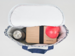 Cooler bag navy embroidered gingham