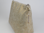 Cosmetic bag with flap gold large corduroy