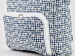 Foldable rucksack Gaby navy embroidered gingham