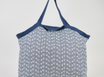 Tote bag with a zip navy embroidered gingham