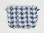 Tiny coton clutch bag navy embroidered gingham