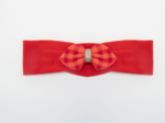 Jersey knit baby headband coral red gingham
