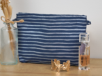 Coton clutch bag striped silver dark blue