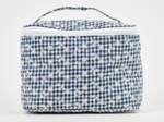 Large vanity navy embroidered gingham