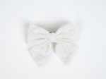 Bow tie hair slide starry white english embroidery 
