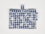 Badge Holder navy embroidered gingham