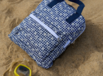 Gaby small backpack navy embroidered gingham
