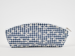 Pencil case navy embroidered gingham
