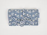 Jewelry pouch navy embroidered gingham