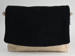 Square flap of saddle bag  black large corduroy