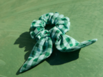 Bunny ear Scrunchie green mint gingham
