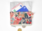 Mini coin purse pouch cerise en fleur