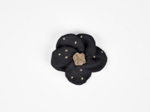 Flower petal hair slide small  gaze pois or noir