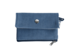 Zipper pouch card purse azure blue corduroy