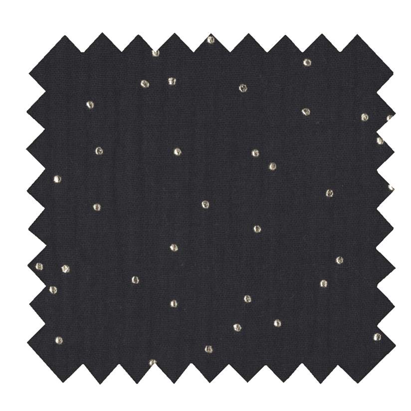 Cotton fabric ex2270 gaze pois or noir