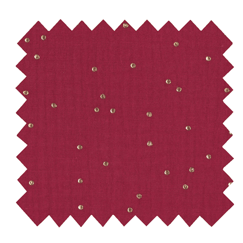Cotton fabric ex2269 gaze pois or grenat