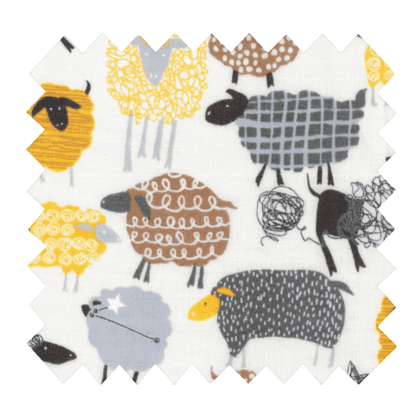 Cotton fabric yellow sheep