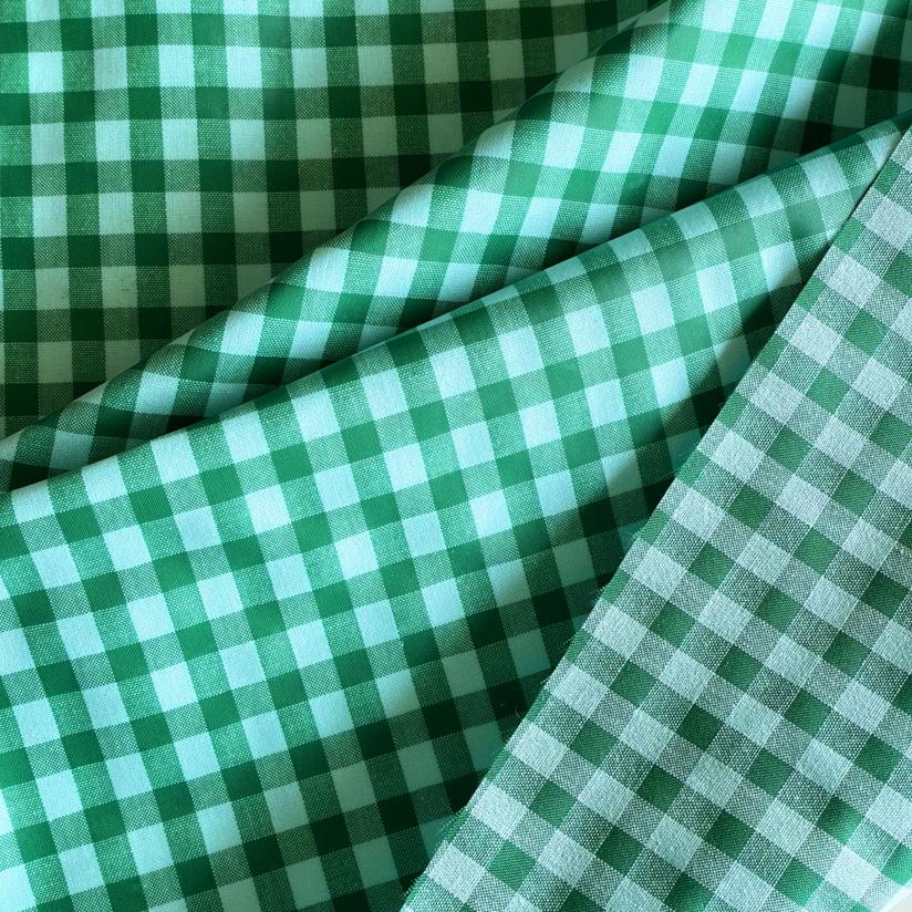 Coated fabric green mint gingham