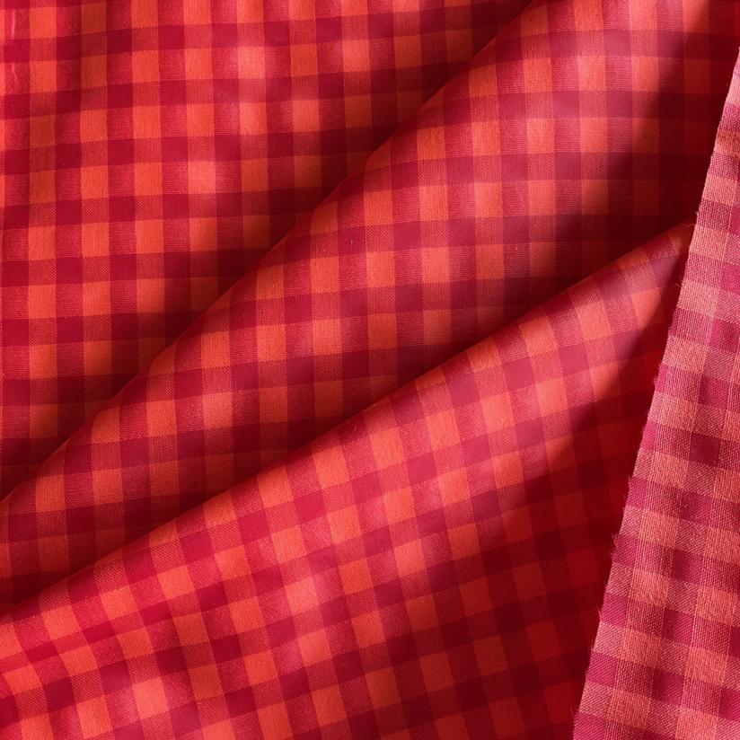 Coated fabric coral red gingham