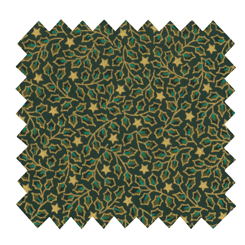 Cotton fabric green and gold holly ex1105