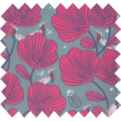 Coated fabric ex2248 raspberry bird