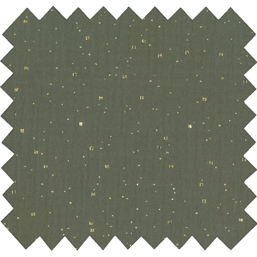 Cotton Fabric gaze pois or kaki