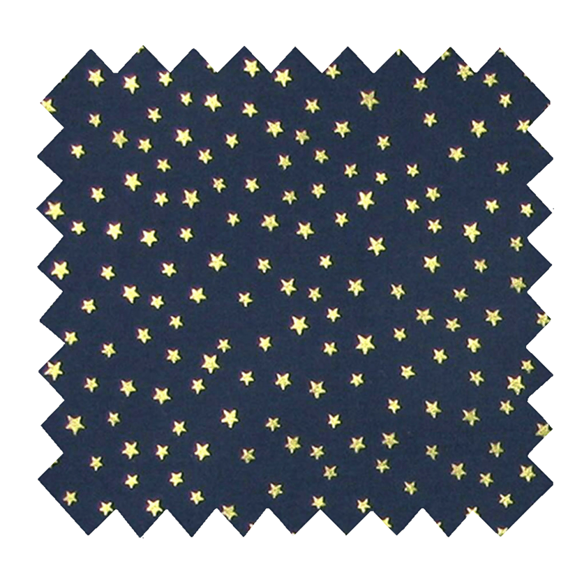 Cotton fabric navy gold star