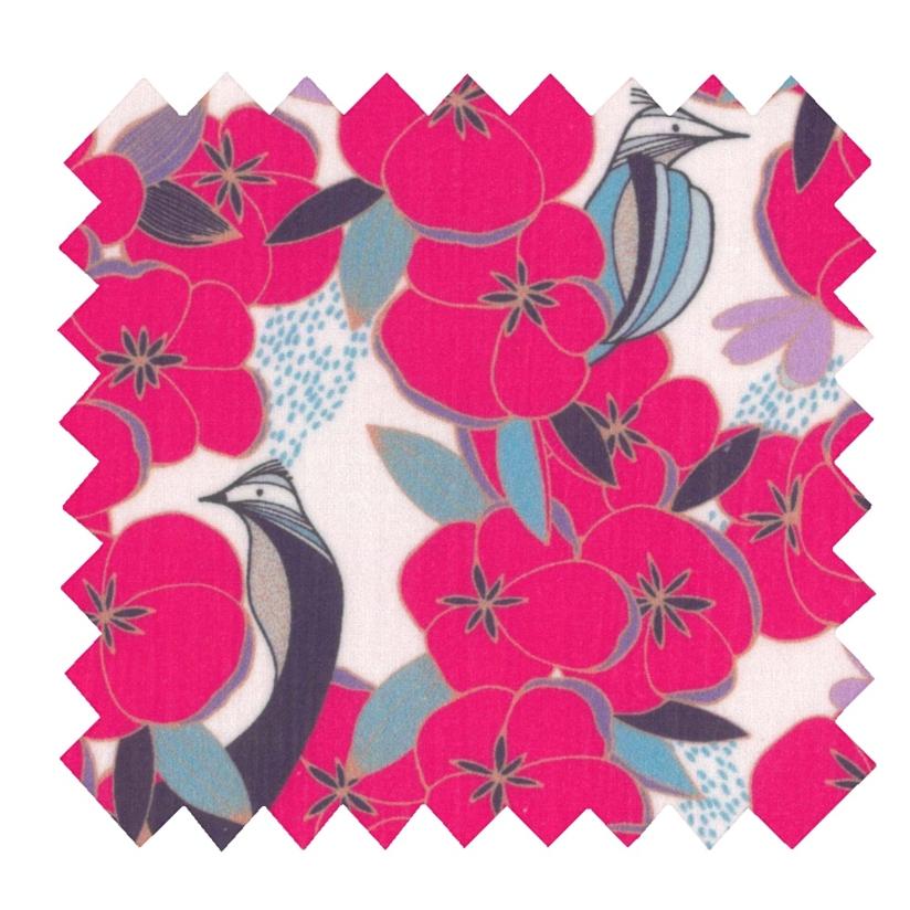 Coated fabric ex2440 fuchsia cotton flower