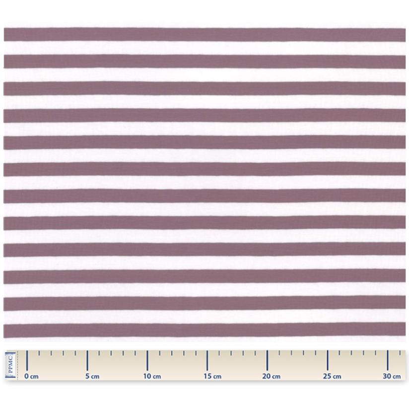 Jersey fabric white eggplant stripe