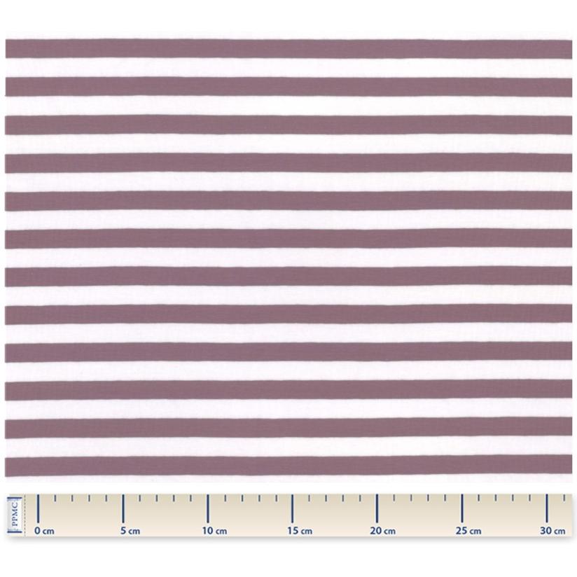 Jersey fabric white eggplant stripe